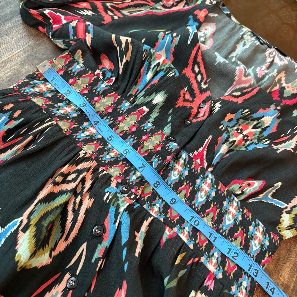TOLANI Long Black Geometric Tribal Print Asymmetrical Contrast NEW Maxi Dress! - Picture 13 of 16